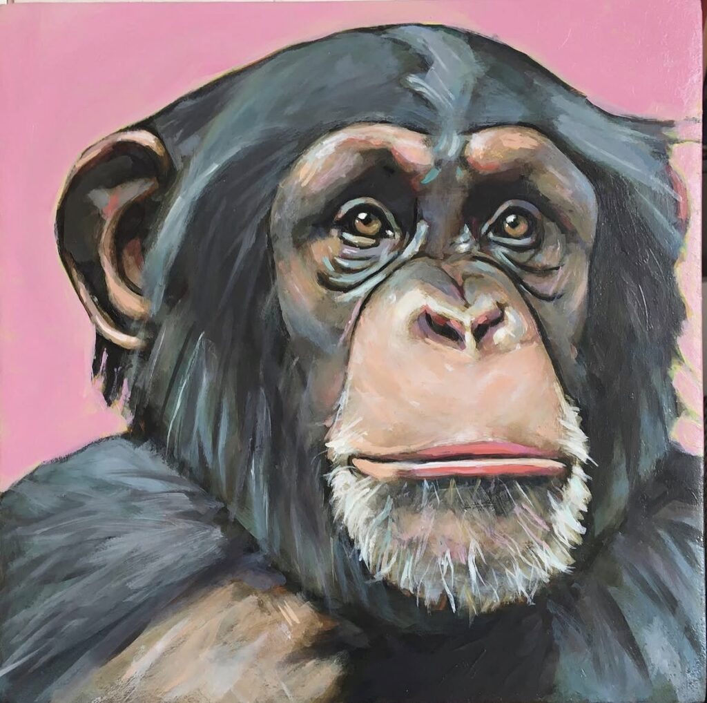 Early Man #9, huile sur panneau de bois de Jonny White, série Early Man