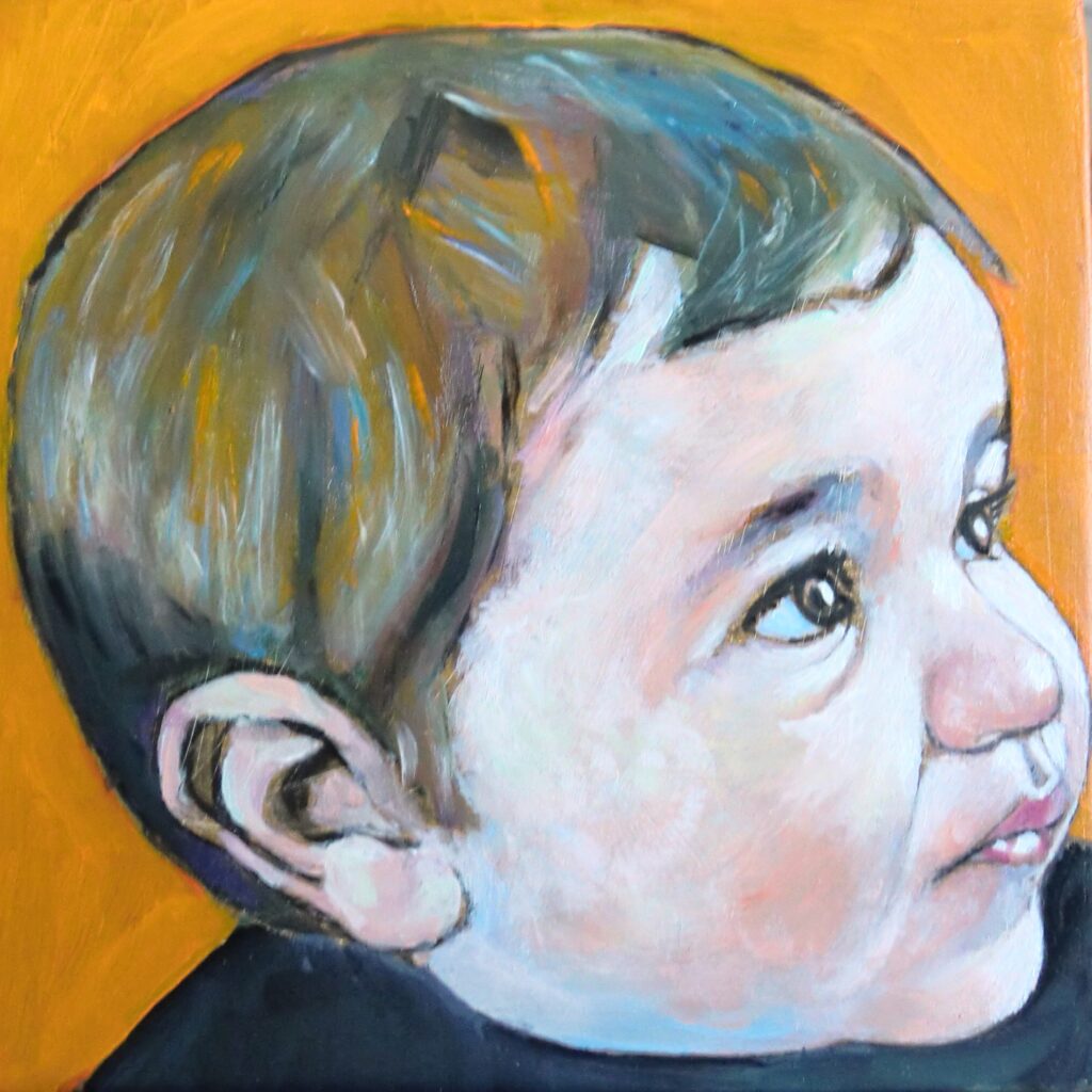 Portrait de William par Jonny White, huile sur panneau de bois